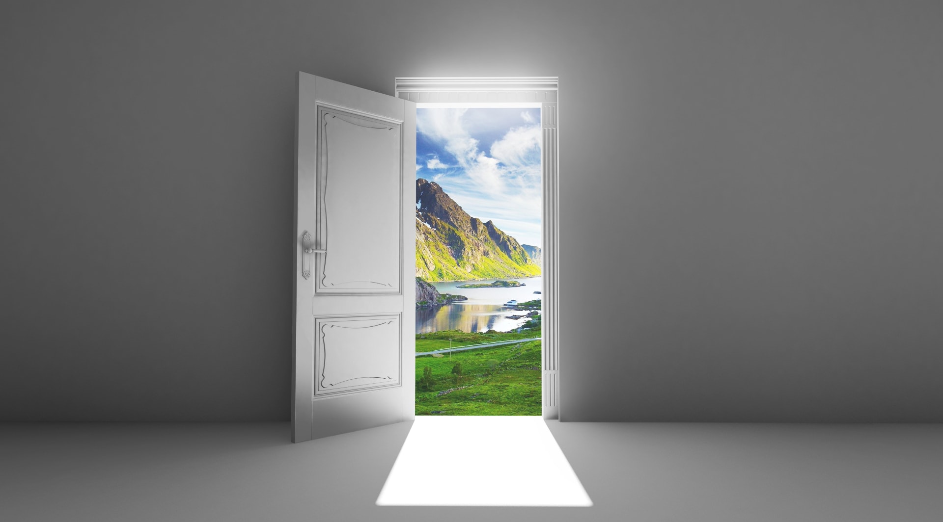 Open door to landscape